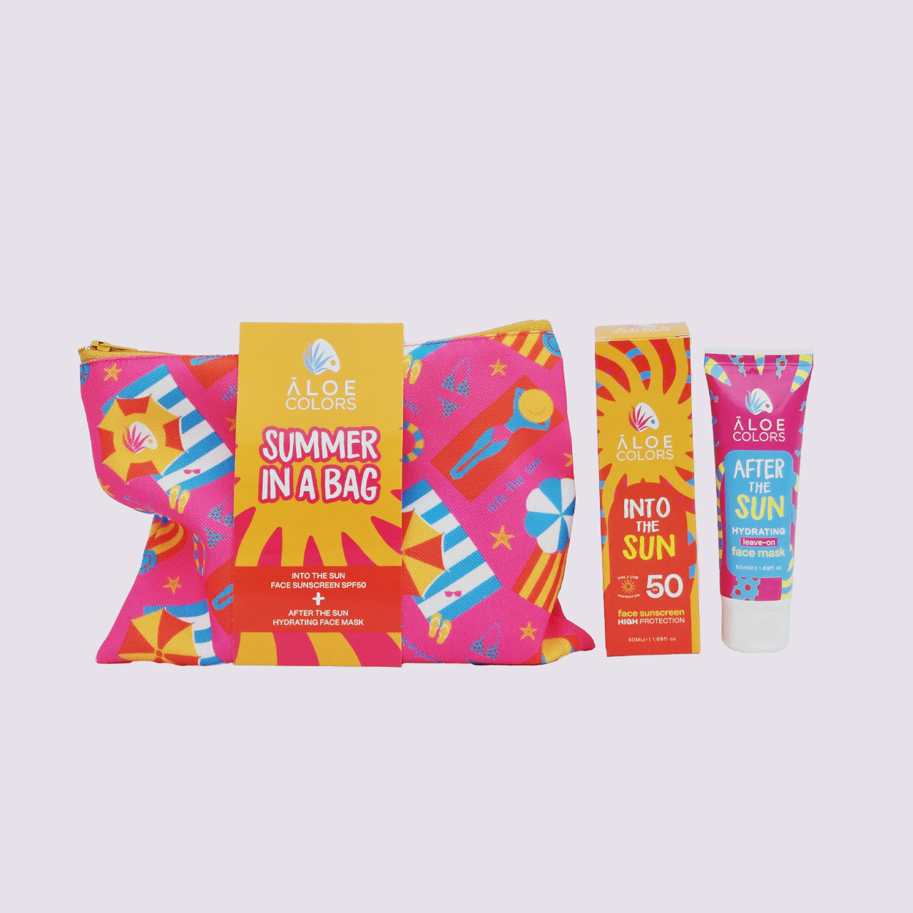 Aloe Colors Promo Into The Sun Face Sunscreen SPF50 50ml + After Sun Soothing Face Mask 50ml