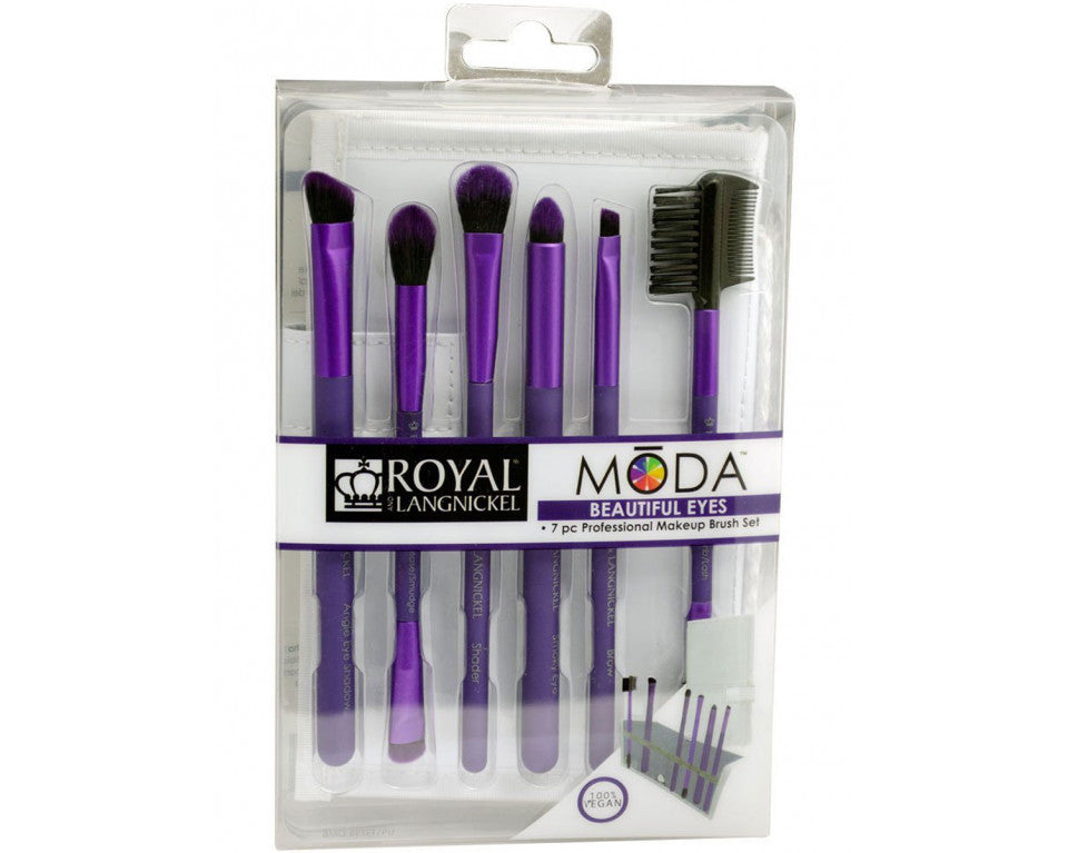 BEAUTIFUL EYES FLIP KIT PURPLE 7PC MODA ROYAL BRUSH