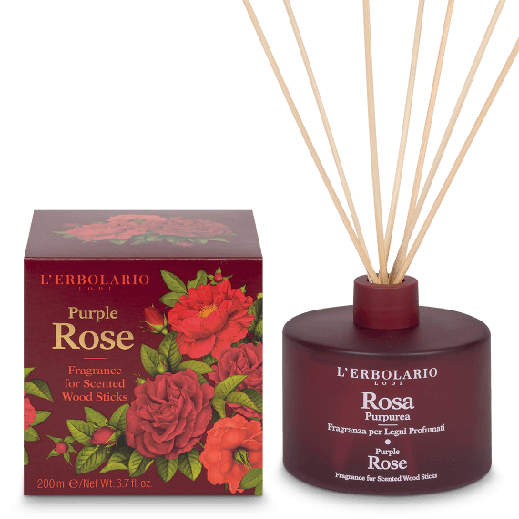 L; Erbolario Αρωματικό χώρου με ξύλινα στικ Rosa Purpurea 200ml